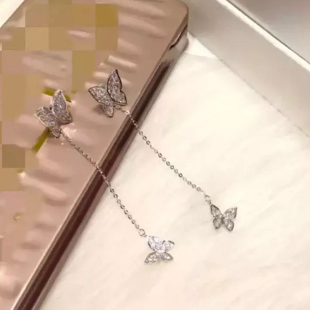 Crystal Butterfly Drop Earrings - Picture 5 of 5